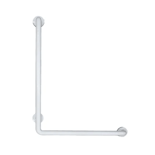 מאחז L נירוסטה 304 מידה 60/60 ס"מ לחדר שירותים לנכים - ציפוי פלסטיק ABS צבע לבן - Clean Spot קלין ספוט