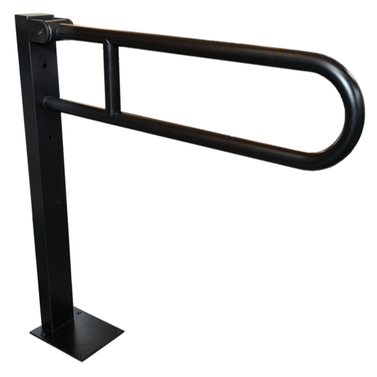 מאחז מתרומם על עמוד ציפוי ABS מחוספס לחדר שירותים לנכים - צבע שחור - Clean Spot קלין ספוט