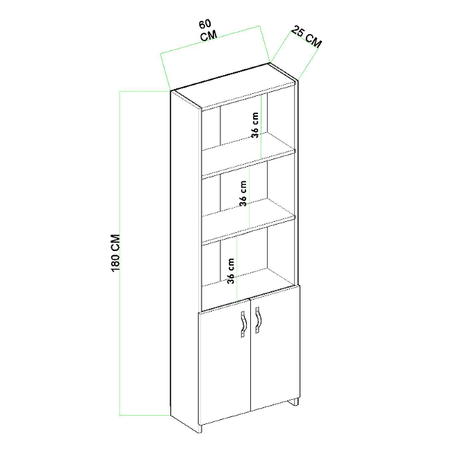 ספרייה לספרים ודברי נוי - צבע אלון 6036 -O דגם ליאל B - Clean Spot קלין ספוט